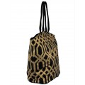 9200 - BLACK & GOLD TRELLIS DESIGN CANVAS TOTE BAG